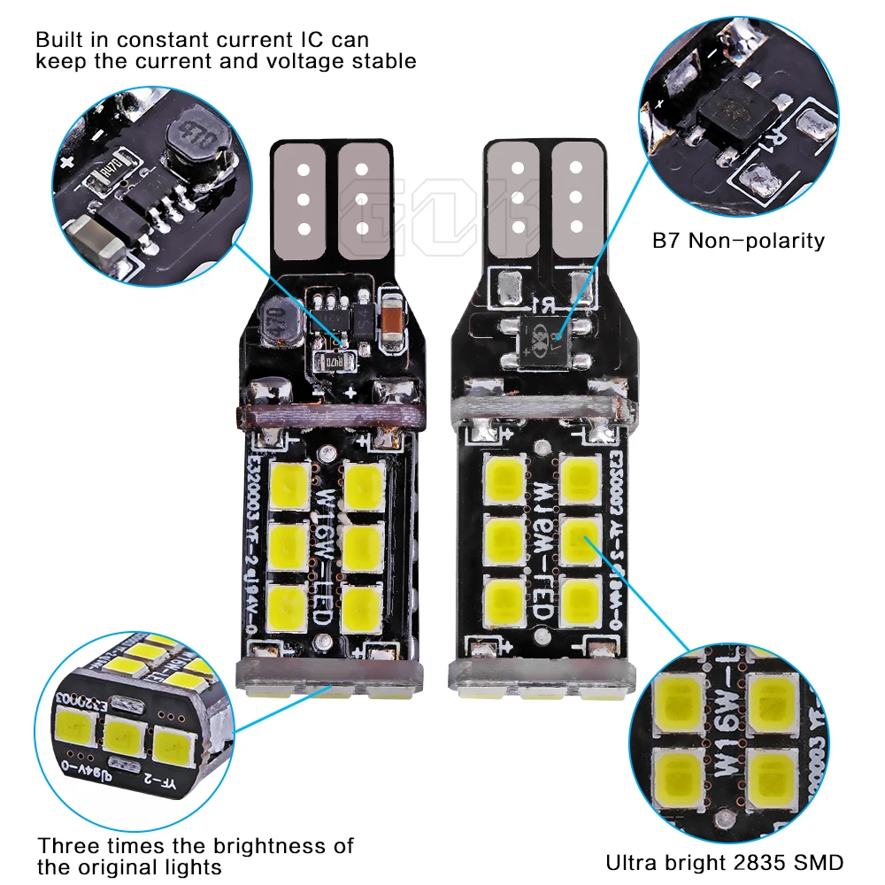 10 шт в упаковке, новая Canbus 7,5 Вт T15 светодиодный W16W t10 15SMD Автомобильный светодиодный T10 15 Светодиодный 2835 SMD Нет Ошибка сигнал заднего хода задний фонарь белый стайлинга автомобилей