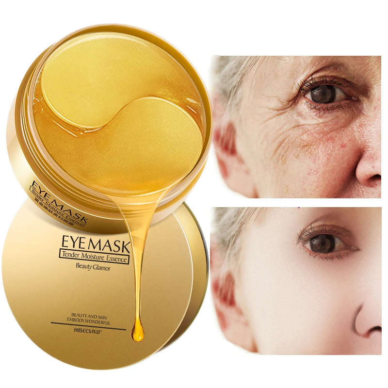 

60PC 24K Gold Eye Mask Gel Moisturizing Anti Wrinkle Collagen Eye Patches for Eyes Care Sleep Face Masks Remover Dark Dircles