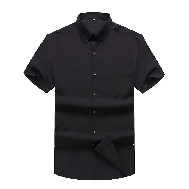 10XL 8XL 7XL Новинка Лето однотонная мужская рубашка с коротким рукавом классическая черная Рабочая одежда брендовая деловая мужская повседневная рубашка - Цвет: Черный