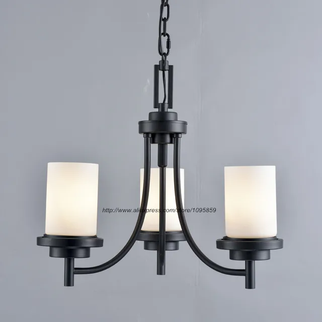 Rustic Retro 3 Arm Black Chandelier Light Lamp Milk White Glass ... Rustic Retro 3 Arm Black Chandelier Light Lamp Milk White Glass ...