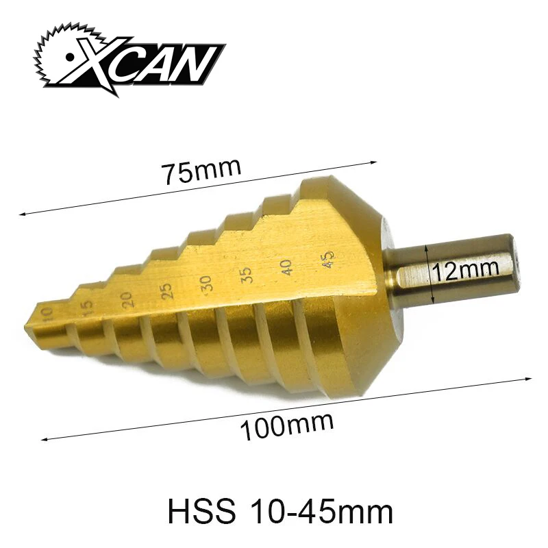 XCAN 1 шт. диаметр от 10 мм до 45 мм Высокоскоростная сталь M2 сверла с титановым покрытием шаг сверла Металлообработка сверла