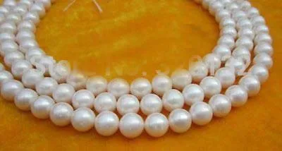 

very good ELEGANT NATURAL AAA+ 9-10mm AKOYA WHITE PEARL NECKLACE 49" 14K GOLD CLASP Silver hook Wholesale Jewelry necklaces (A03