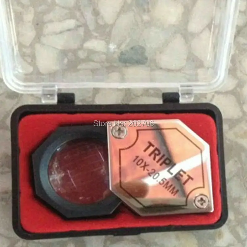 

10X 20.5mm Triplet Loupe Jewerly Diamond Achromatic-Aplanatic Optical Lens Gem Hexagon Magnifier glass