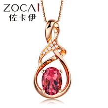 ZOCAI БРЕНД ROSELLE 0,7 карат настоящий турмалин 18 К розовое золото кулон с 925 серебряной цепочкой ожерелье D03099