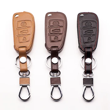 

Car Key Cover Case Leather for Audi Sline A3 A5 Q3 Q5 A6 C5 C6 A4 B6 B7 B8 TT 80 S6 Auto Key Cover Holder Protector Accessories
