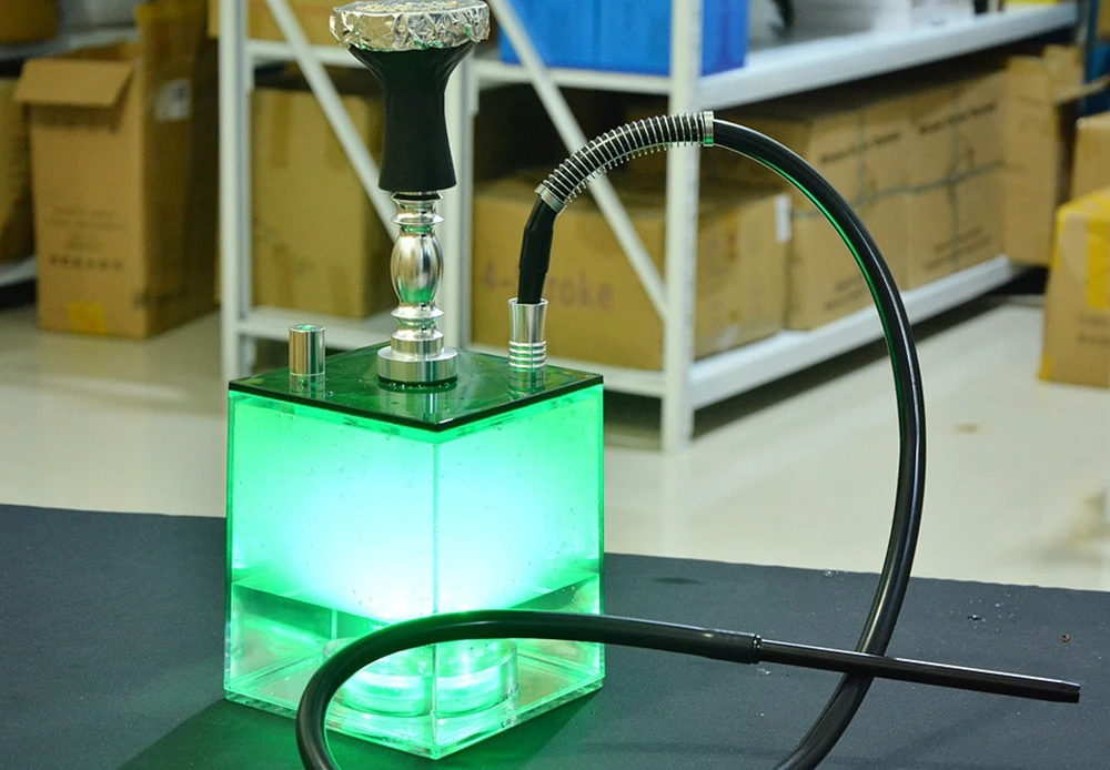 Прозрачный акриловый кальян набор со светодиодный светильник Sheesha Narguile Chicha кальян коробка включает силиконовую чашу и зажим и шланг трубка для кальяна