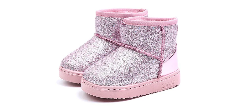 New Children's snow boots girls fur boots baby cotton shoes sequins soft boots girls Casual school boot