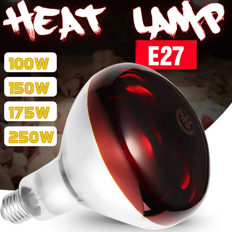 

Hight Quality E27 100W/150W/175W/250W Heat Lamp Smart Infrared LED Light Pet Brooder Hatch Chicken Piggy Dog Cat Bulb AC110-240V