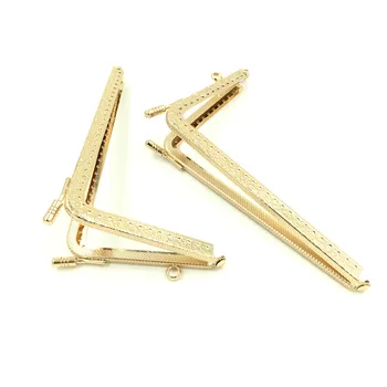 

10Pcs Gold Plated " L " Shape Flower Carved Metal Frame Kiss Clasp Lock Handle Coin Purse Bags Handbags Accessories 150x92mm