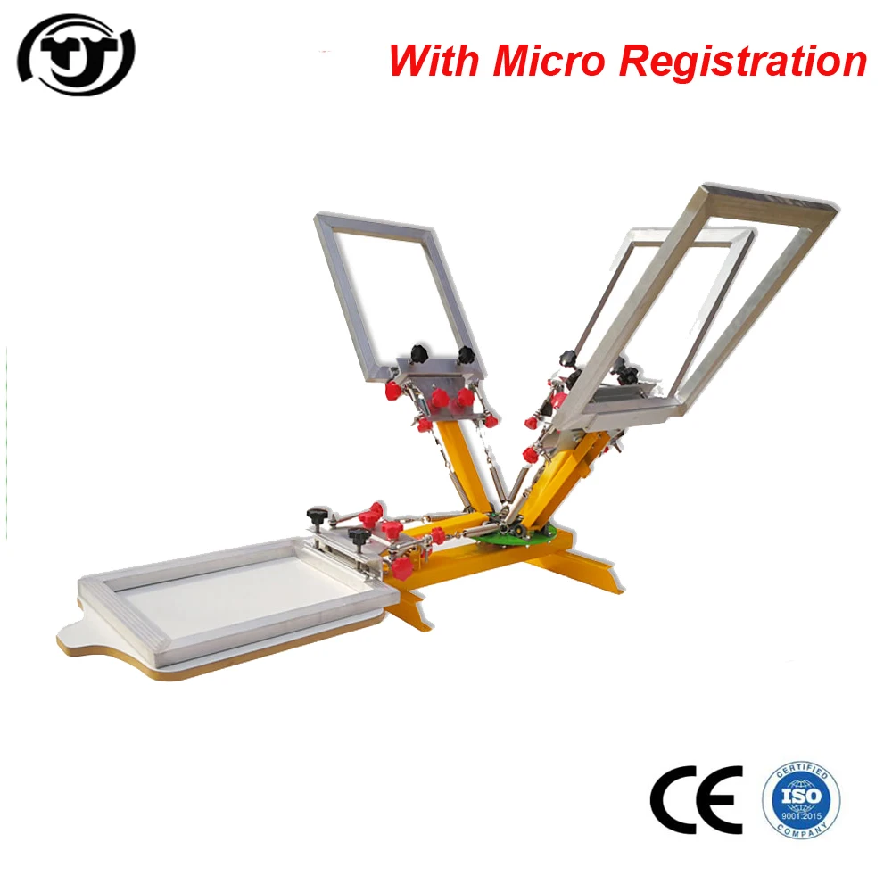 

4 color 1 station manual desktop rotaty screen printing machine with micro registration