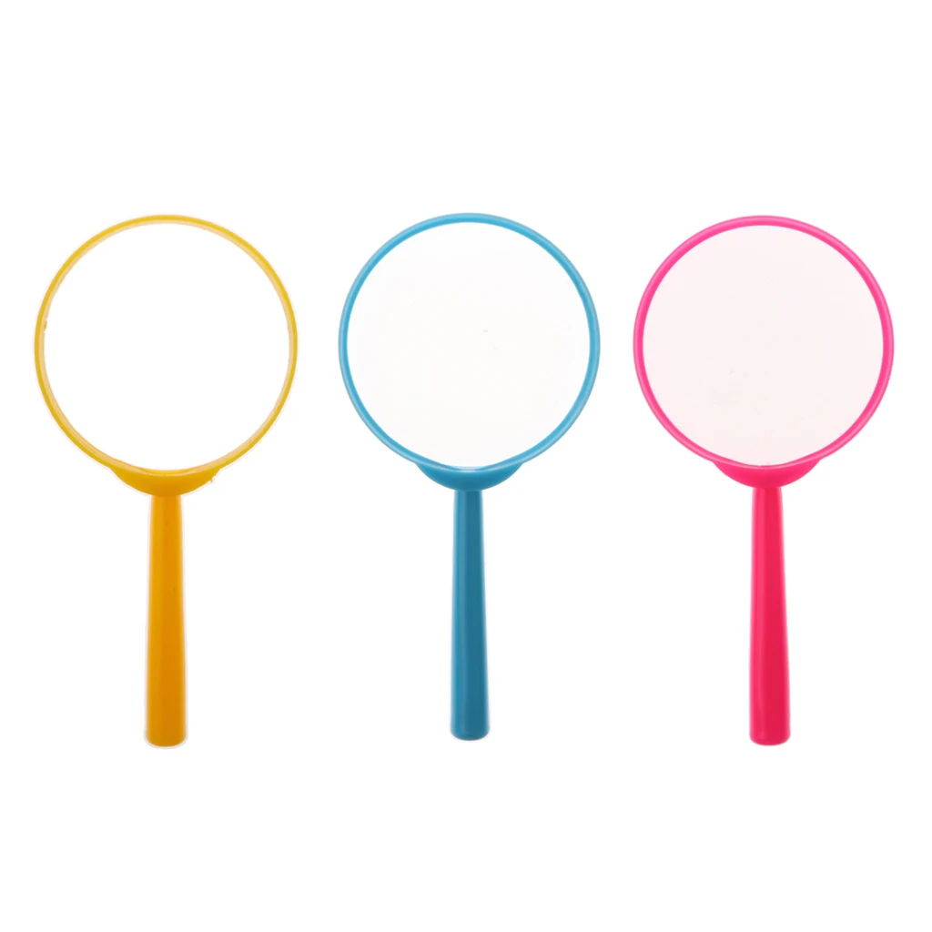 

3Pcs/Pack Kids Children Handheld Magnifier Magnifying Glass Diameter 60mm Magnifying 3X Science Toy - Blue Yellow Pink