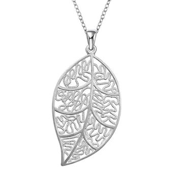

925 Sterling Silver Color Necklace Creative Leaf Pendant for Women Trendy Fine Jewelry 925 necklaces pierscionki gemstone