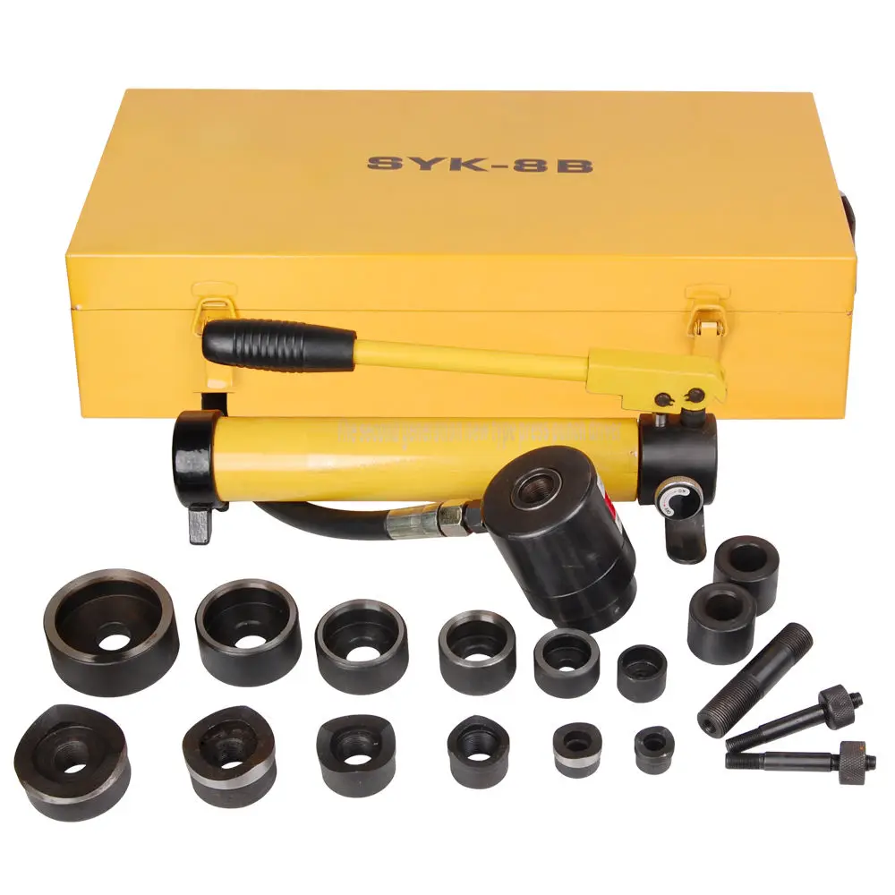 8 Ton 6 Die Hydraulic Knockout Punch Driver Kit Hole Hand Tool Conduit