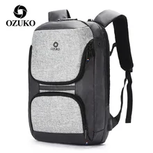 OZUKO мужской рюкзак с замком на молнии водонепроницаемые школьные сумки USB рюкзаки для ноутбука Многофункциональные Анти-Вор дорожные рюкзаки