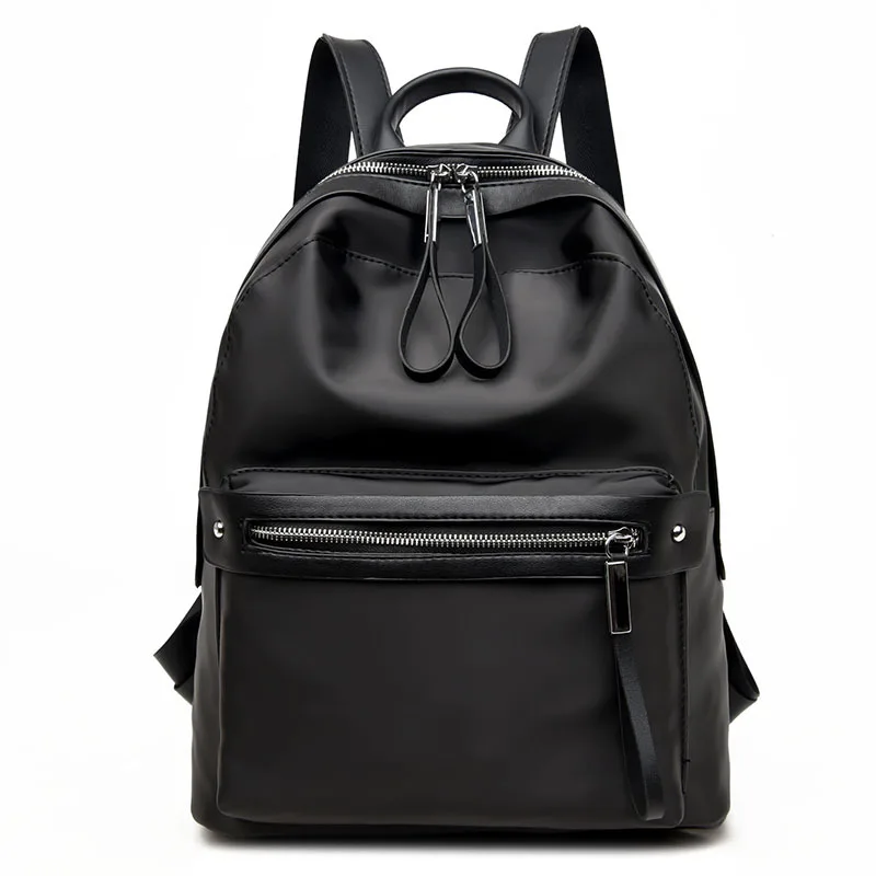 Spring New Casual Student Backpack Women Travel Black Leather Backpack ...