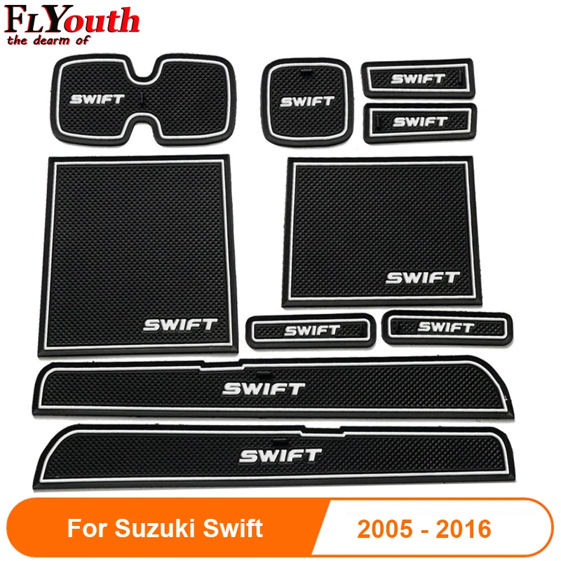 

For Suzuki Swift 2005 To 2016 Anti-Slip Car Door Groove Mat Latex Non-Slip Mats Interior Cup Pad Car Styling 10pcs