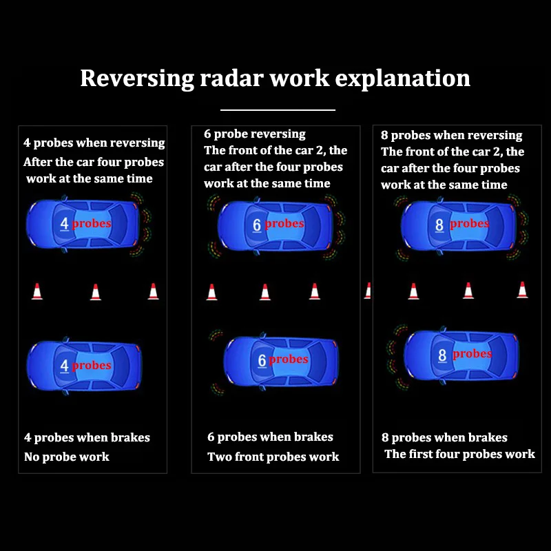 Car Parking Sensor 8 Sensors Auto Radar Detector Reversing Front Back Car Parking Radar Monitor System with LCD Display