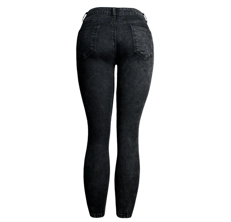 Джинсы с высокой талией, плиссированные, на молнии, декорированные, эластичные, тянущиеся, обтягивающие джинсы, Femme, длиной до икры, женские модные, черные джинсы