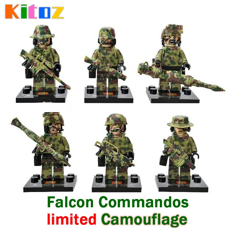 

Falcon Commandos Counter-Terrorism Eagle Hunting Military Army Desert War Weapon Figures Building Block Toy Compatible with lego