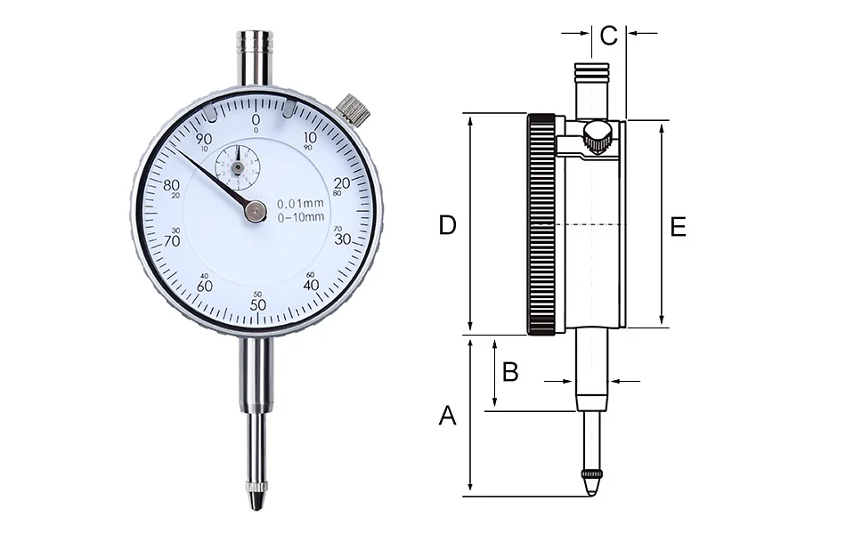 Индикатор циферблата Syntek 0-10 мм Высокоточный 0,01 мм промышленный аналоговый измерительный инструмент Метрическая шкала индикатор набора теста датчик CE