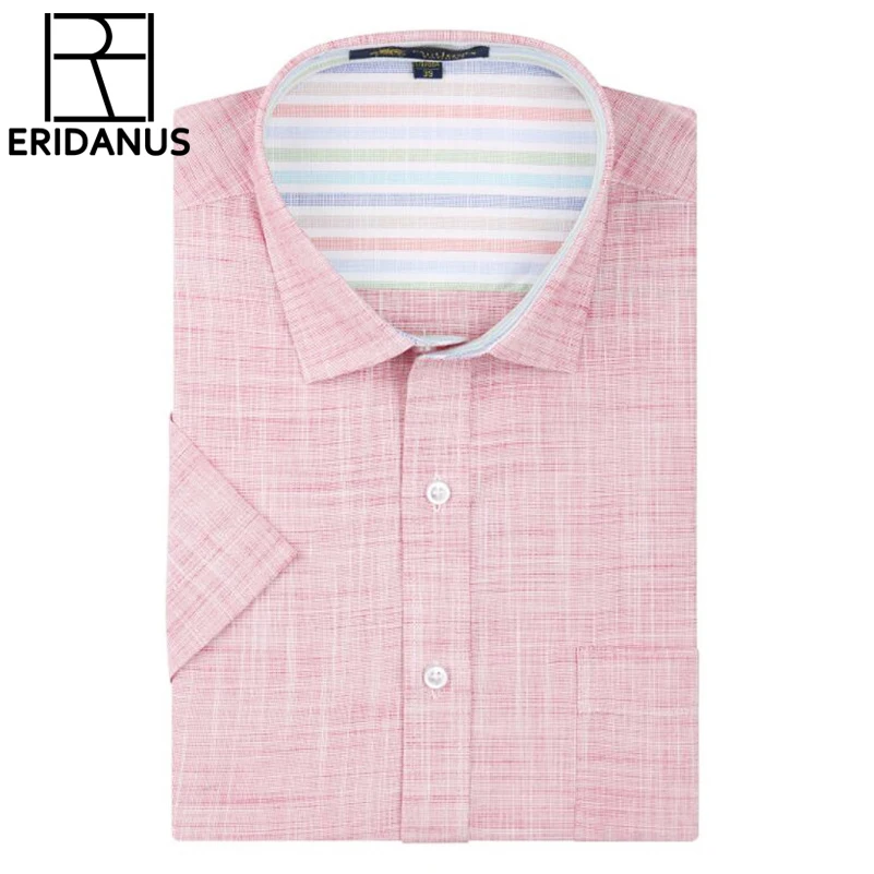 Prix Linge Hommes Robe Chemises 2017 Nouveau Non Fer Slim Fit Court manches Marque Formelle Entreprise De Mode Casual Solide Chemises Sociaux 3XL X068