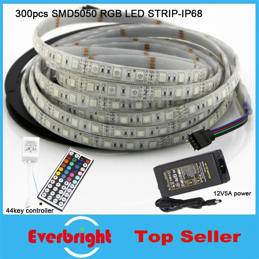 5M 300leds SMD 5050 RGB LED strip IP68 Waterproof 12V LED