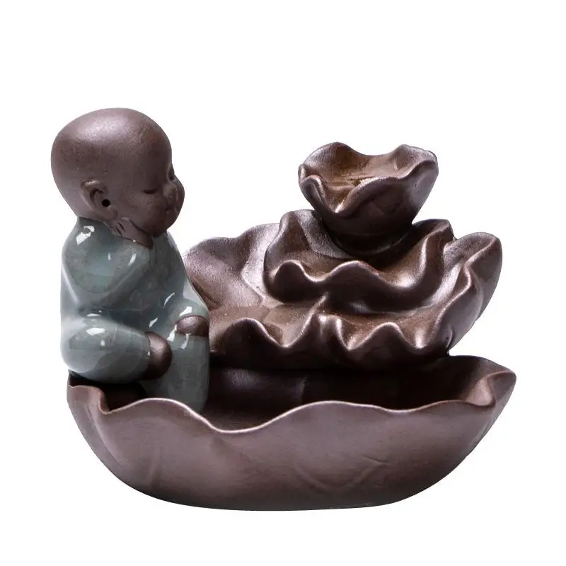 

Traditional Ceramic The Little Monk Ceramic Stick Incense Holder Backflow Incense Burner Home Decor Aromatherapy Buddha Censer