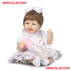 Npk Reborn Baby Doll реалистичные мягкие силиконовые возрождается для маленьких девочек 18 дюймов очаровательны Bebe дети возрождается игрушку Boneca