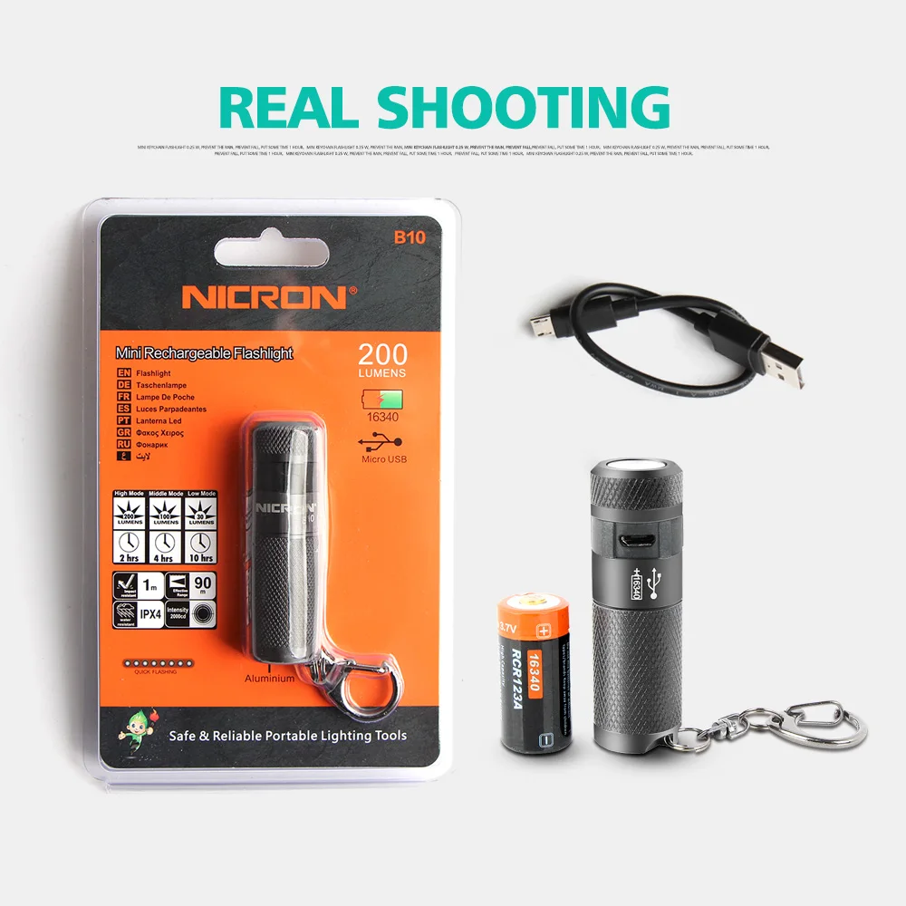 NICRON Мини светодиодный светильник-Вспышка брелок 3 Вт USB Перезаряжаемый компактный фонарь светильник водонепроницаемый 3 режима для домашнего использования на открытом воздухе и т. д