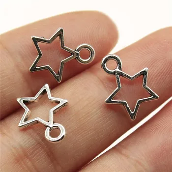 

Hollow Star Pendant Charms DIY Jewelry Making Jewelry Finding 40pcs Antique Silver Color 14x11mm