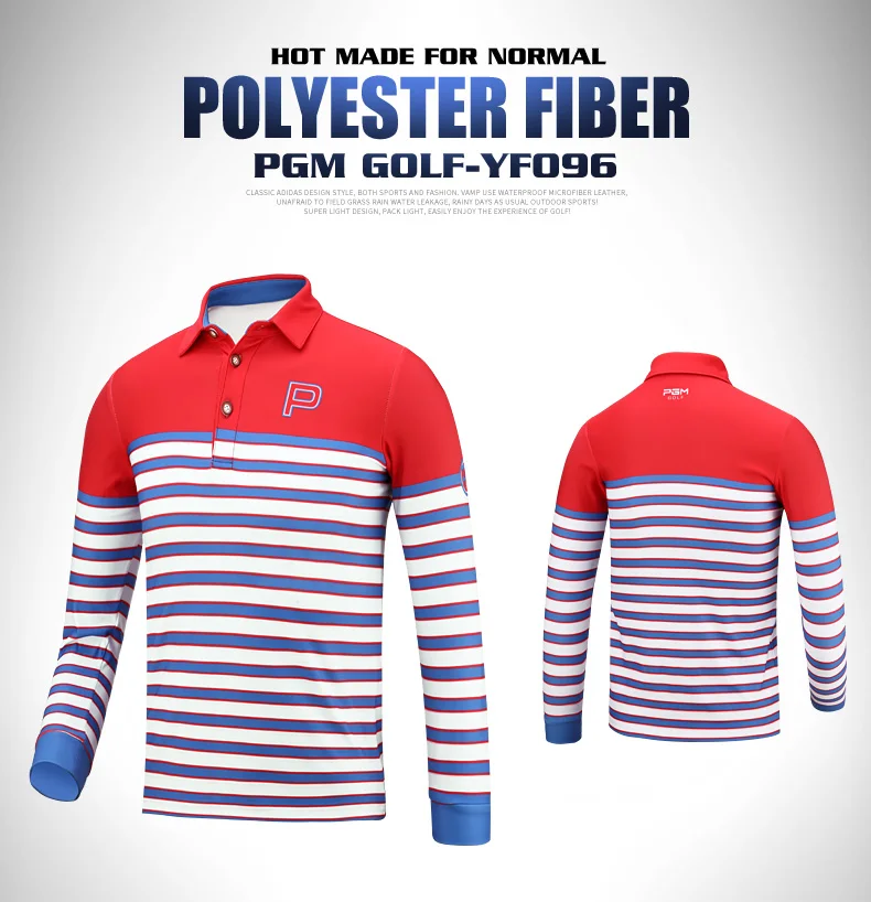 PGM/детская одежда для гольфа осенне-зимняя детская полосатая футболка с длинными рукавами эластичная дышащая Спортивная одежда для мальчиков
