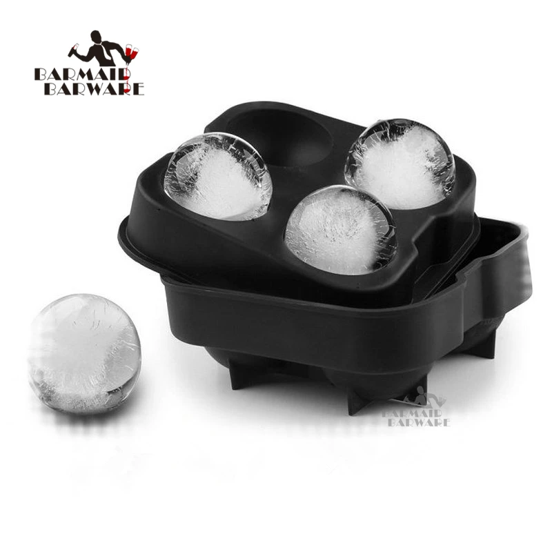 

Ice Ball Maker Mold - Black Flexible Silicone Ice Tray - Molds 4 X 4.5cm Round Ice Ball Sphere