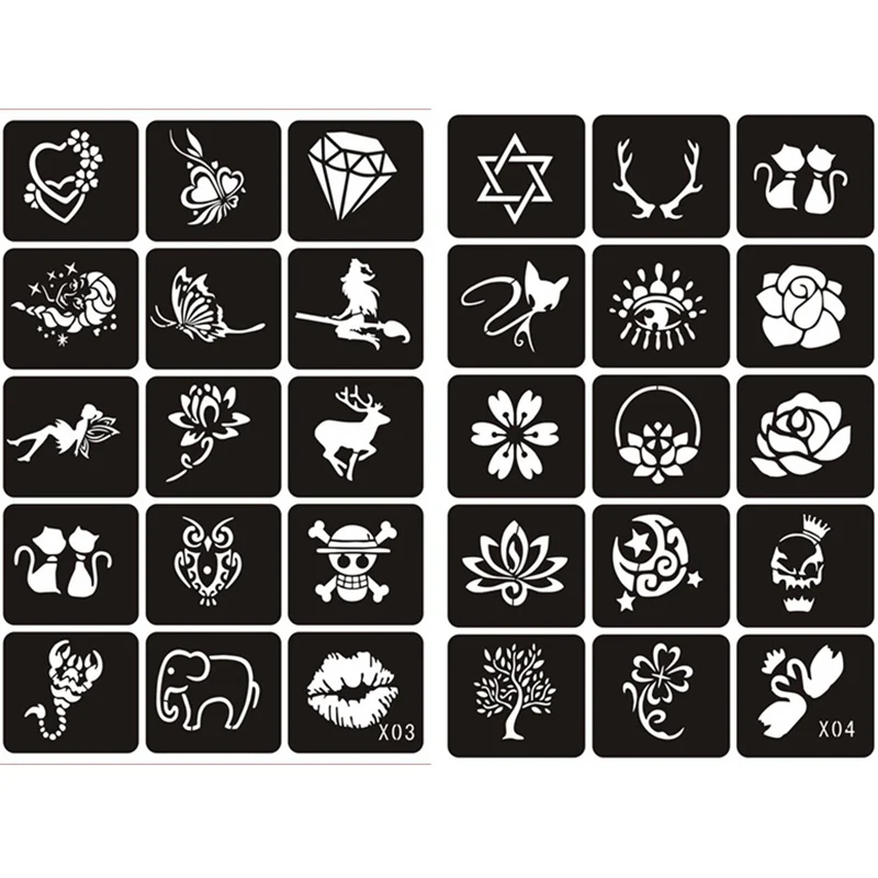 Henna Tattoo Stencils 133pcs Airbrush Glitter Women Kids Drawing Template Small Flower Butterfly