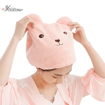 

OYOURLIFE Cartoon Thicken Waterproof Bath Cap Home Bathroom Accessories Elastic Band Shower Hat For Women Hair Protective Cap