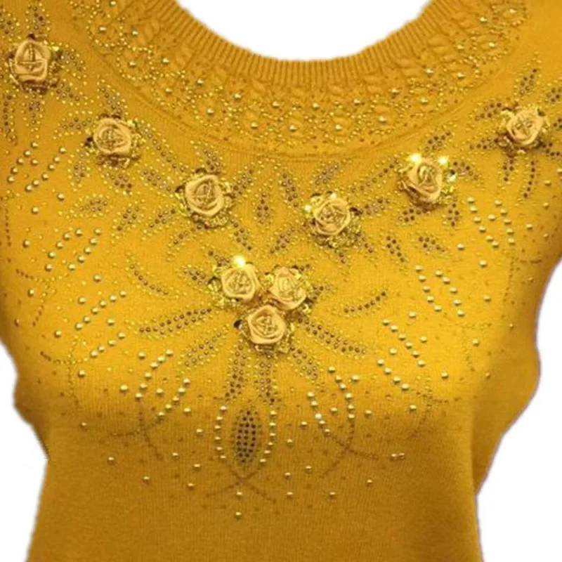 Yellow Sweater Pull-Clothes Sueter Knitted Jumper Winter Women Ladys for Autumn Mujer