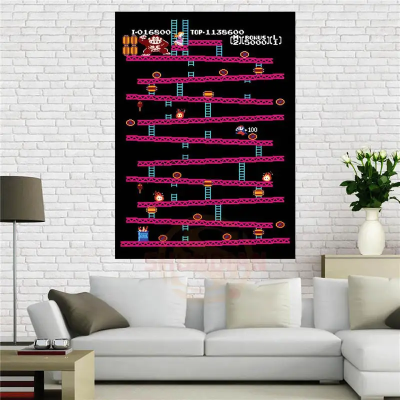 Ослик Конг Ретро игровой постер Nintendo (классический Конг/НС) 40x60 см домашний декор