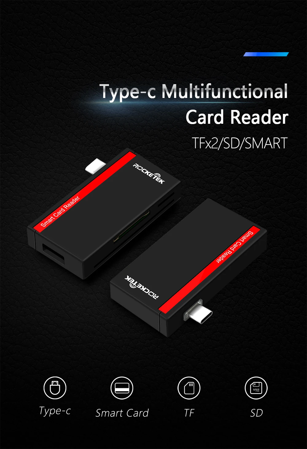 Rocketek тип-c USB C 3,0 мульти смарт-кард-ридер SD/TF micro SD память, ID, банковская карта, sim cloner разъем адаптера компьютера ПК