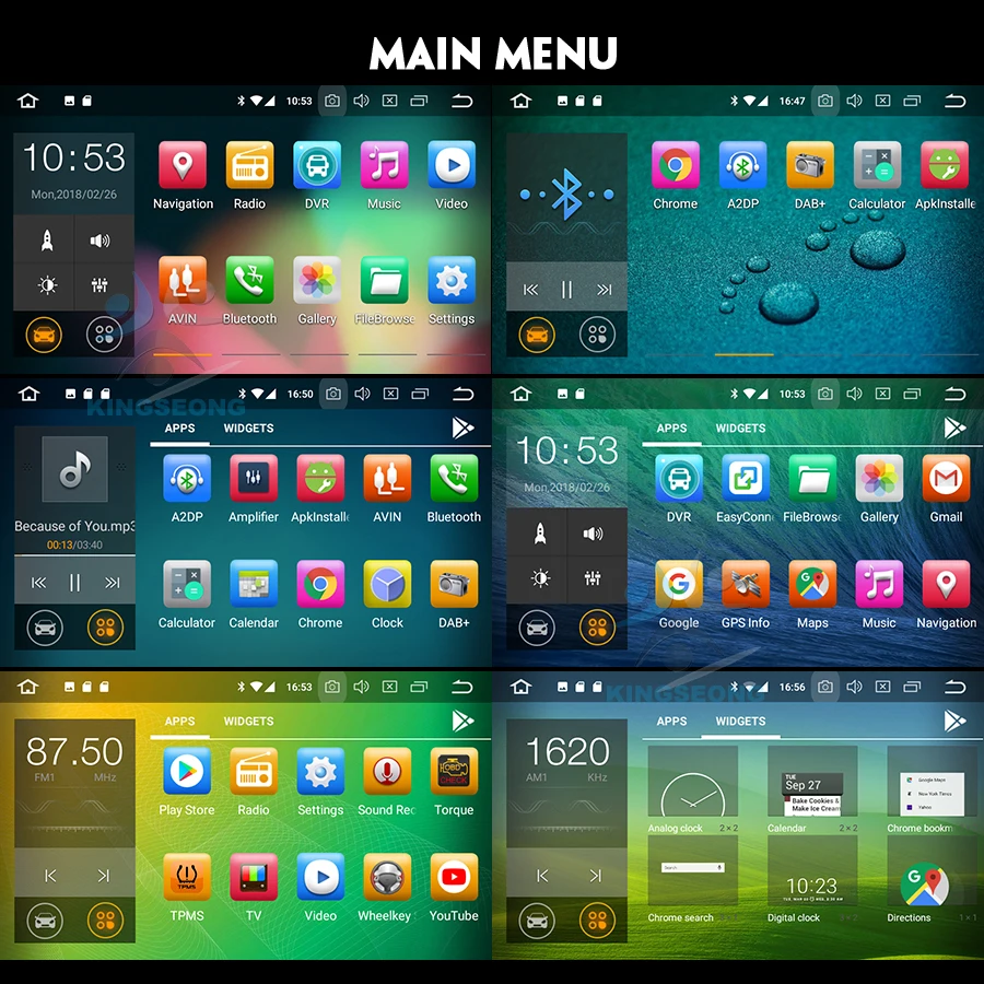 Excellent 7" HD Double Din Android 8.0 Autoradio Car Stereo GPS Satnav WiFi 4G TPMS DAB+ DVR DTV-IN OBD2 Radio BT USB SD Bluetooth SatNav 2