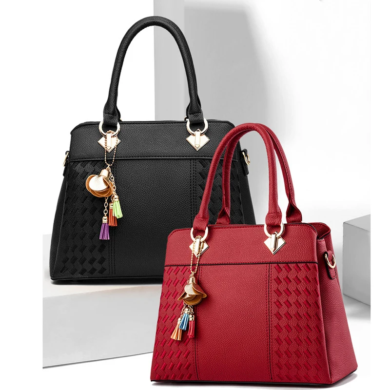 أزياء حقائب اليد الشرابة بو الجلود حقيبة اليد أعلى-مقبض التطريز Crossbody حقيبة حقيبة كتف سيدة بسيطة نمط حقائب اليد