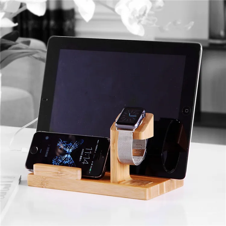 Многофункциональная деревянная бамбуковая универсальная зарядная подставка для Apple watch для iPhone X 8 7 7Plus 6s 6 Plus настольное зарядное устройство 3usb порт