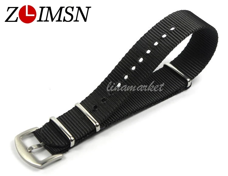 

ZLIMSN 22mm Strap Nylon Mesh Watchbands Fashion Black Nylon Watchband Fabric Canvas Soft Watch Bands Straps Relojes Hombre A20
