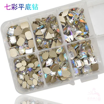 

50 Pcs 5*8mm Nail Art Charm Clear AB Rhinestone Crystal 3D Special-Shaped Triangle/Oval/Rectangle/Waterdrop Flatback Rhinestone
