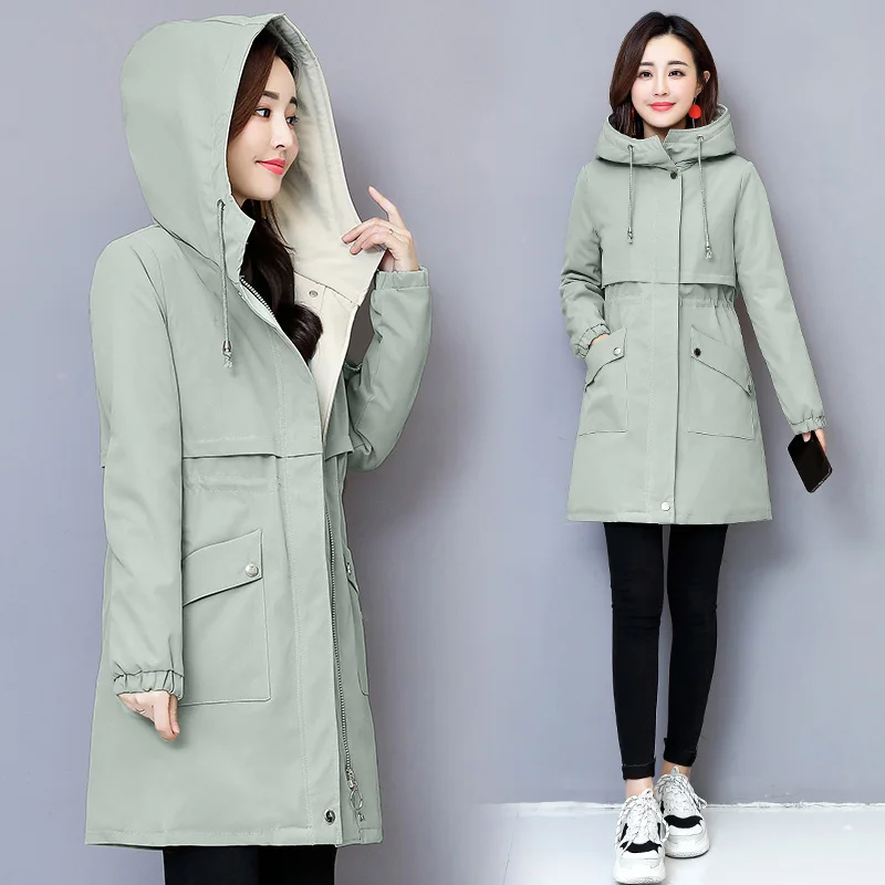 Женская ветровка средней длины, Корейская версия, осень и зима, новое хлопковое утолщенное Женское пальто для отдыха, модное хлопковое пальто