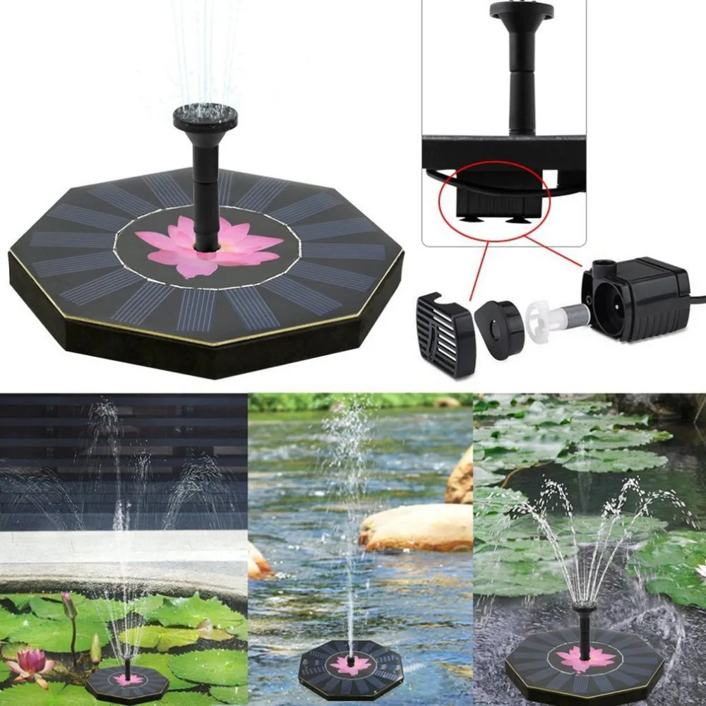 Восьмиугольной формы солнечной энергии Водяной насос фонтана плавающие, для освещения Дрифтинг панели бассейна растений полива садовый фонтанный насос