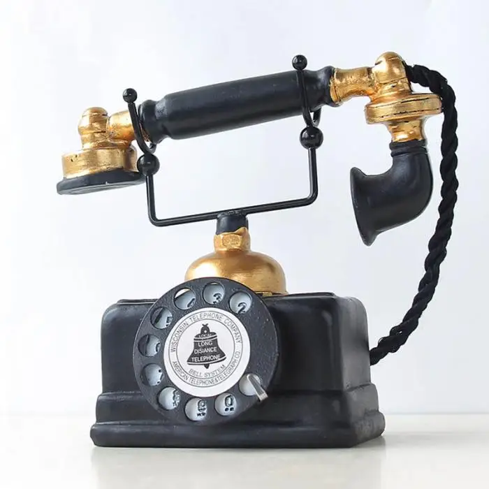 Винтажная статуя телефона старинная потертая старинная декоративная фигурка для дома UD88