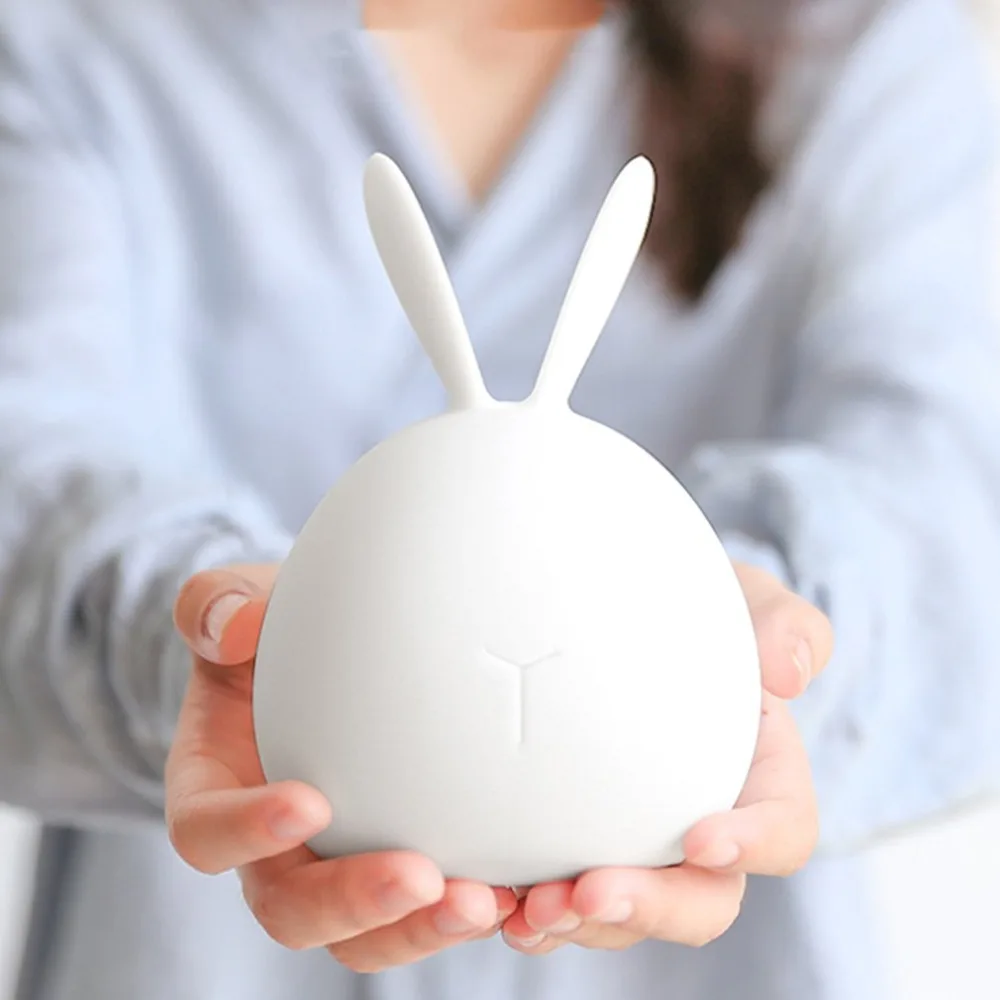  7 colors Cartoon bunny lamp colorful brightness change color led pat light usb rechargeable silicon - 32937161353