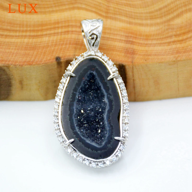 925 пробы, серебро, Натуральный Druzy, кварц, геодная подвеска, CZ, мощено, талисманы, druzy камень, ювелирные изделия, подарок для девочек