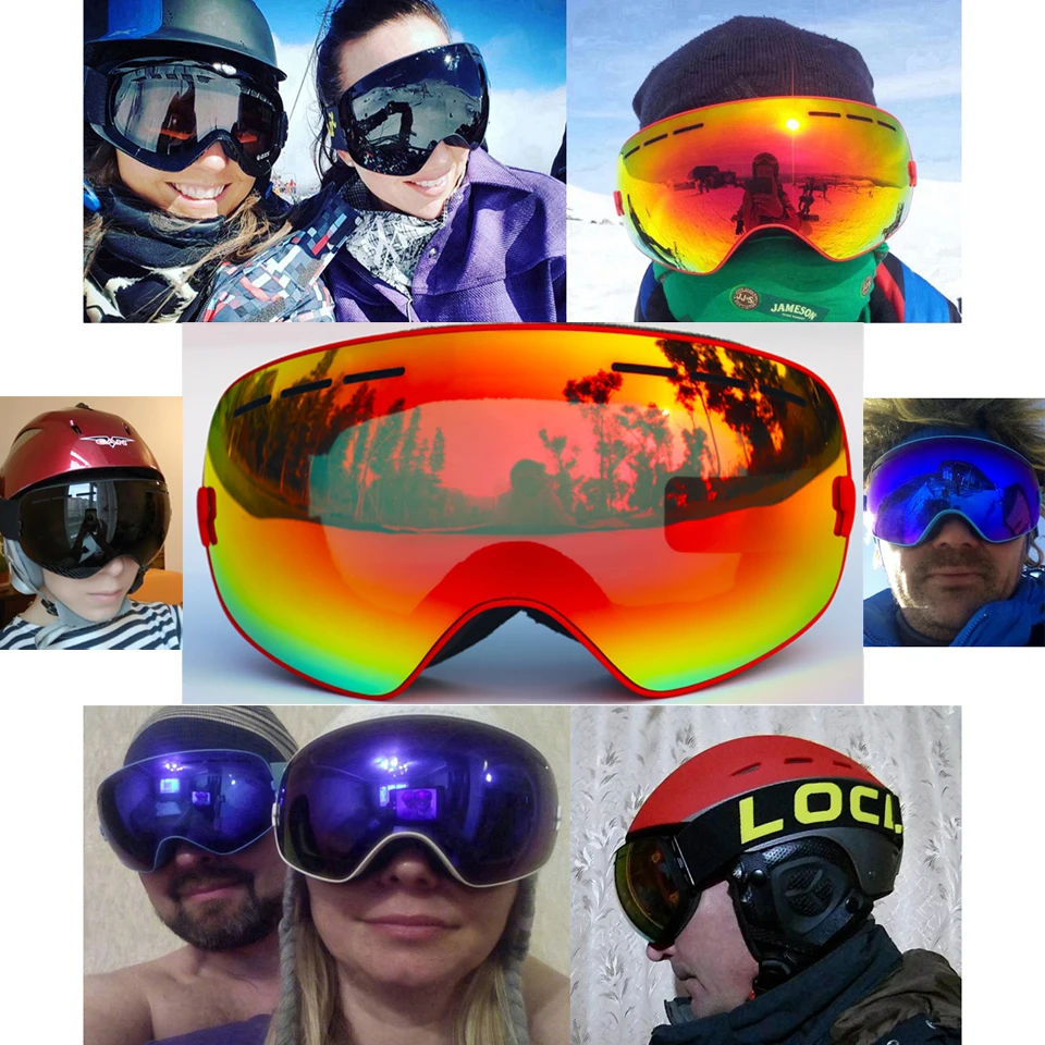 Gafas de esquí UV400 Anti-niebla de esquí gafas lente doble nieve esquí Snowboard gafas de esquí gafas con la visión nocturna de la lente Gafas de esquí UV400 Anti-niebla de esquí gafas lente doble nieve esquí Snowboard gafas de esquí gafas con la visión nocturna de la lente