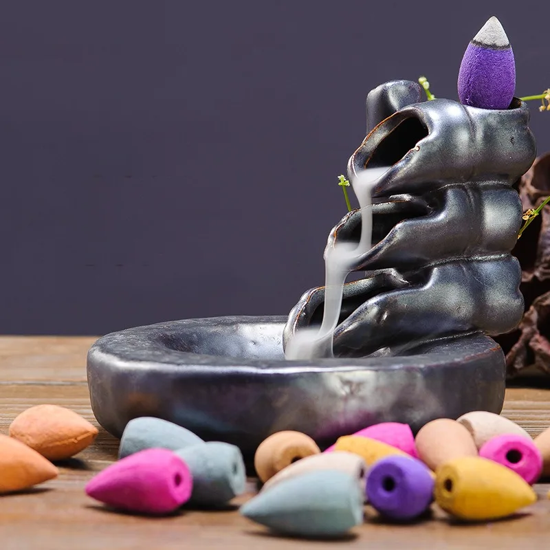

60/130 Pcs Household Natural Reflux Tower Incense Tea Smoke Backflow Incense Fragrant Reflux Aromatherapy Cones