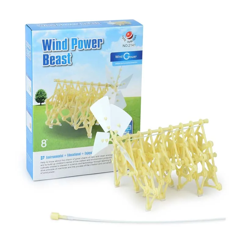 

Puzzle assembling wind power vehicle, DIY educational toy, scientific and educational combination of wind power mechanical beast